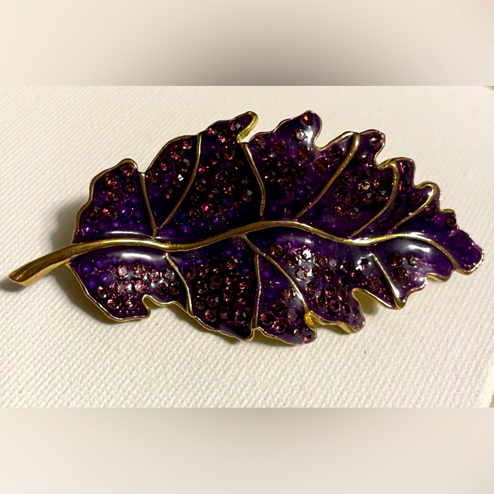 Vintage Purple Leaf Brooch